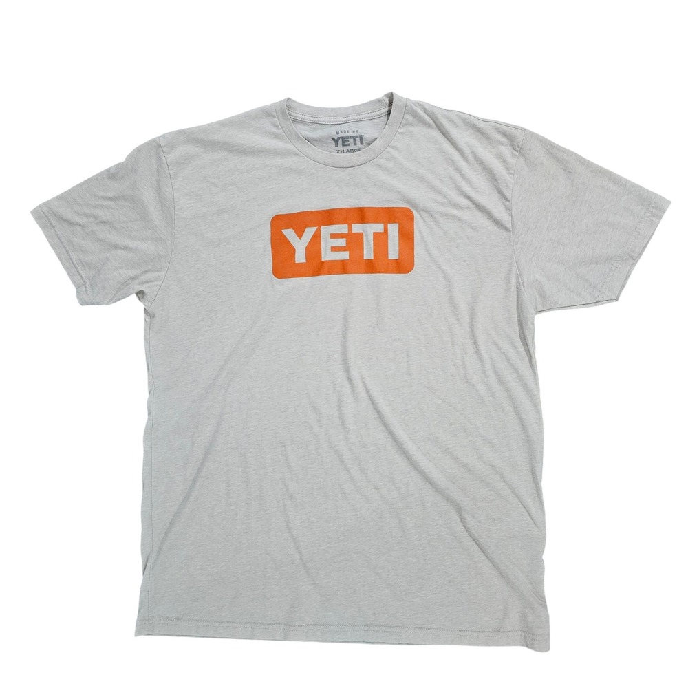 Yeti XL Mens Gray Orange Logo Graphic T-Shirt Short Sleeve Crewneck